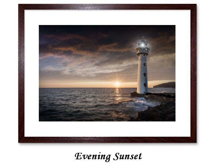 Lighthouse Glow Evening Sunset Ocean Sea Horizon 